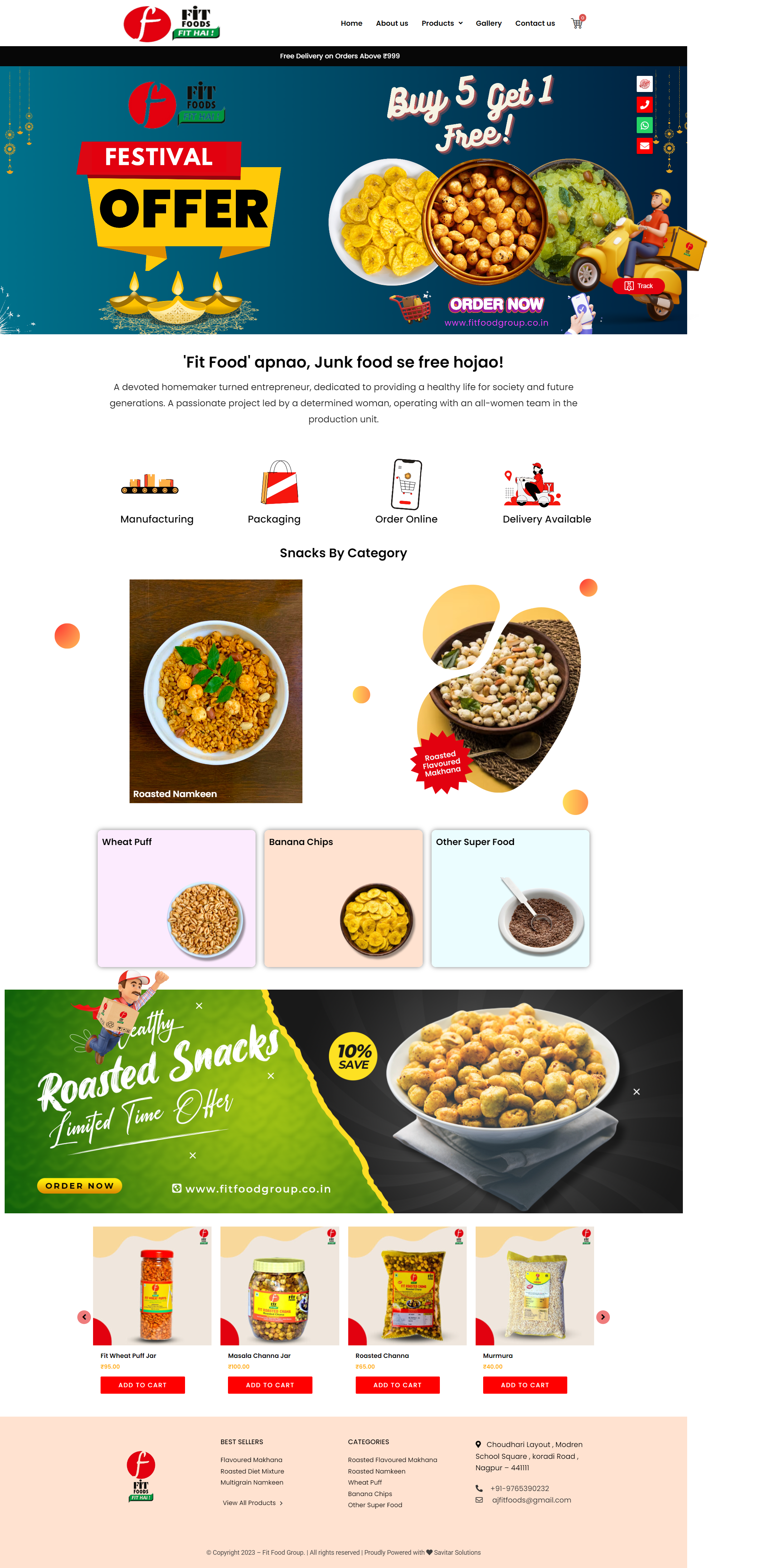 screenshot of fit food website